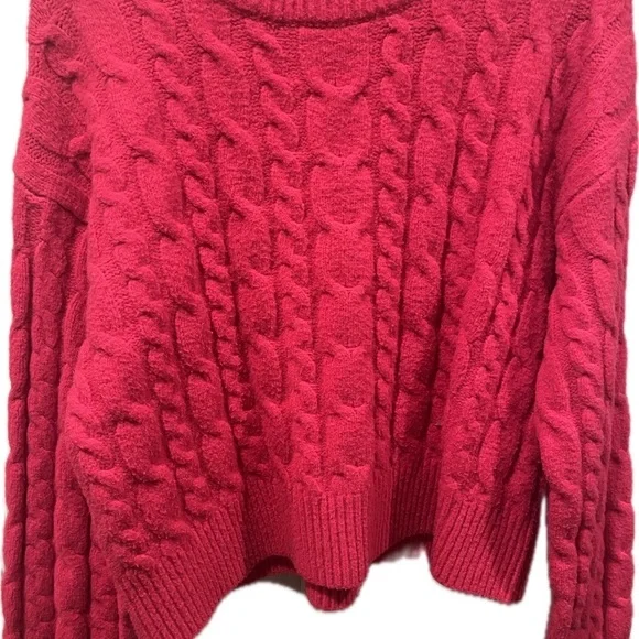 a new day Cropped Cable Knit Sweater - Hot Pink Women’s Large - Picture 4 of 6